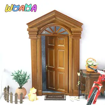 1:12 Кукольный домик Миниатюрная европейская ретро вилла Имитация двери Модель мебели Декор Игрушка Кукла Аксессуары для дома