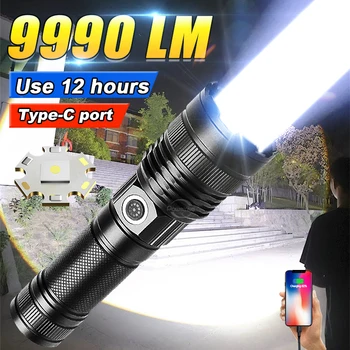  Светодиодный фонарик высокой мощности 500 Вт Type-C USB Перезаряжаемый тактический фонарик 2500M Long Range Сверхмощный фонарик Кемпинговый фонарь