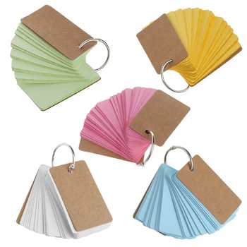 Kraft Paper Binder Ring Easy Flip Флэш-карты Study Memo Pads DIY Канцелярские товары