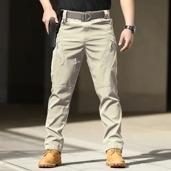 Тактические брюки-карго Мужские брюки с несколькими карманами Брюки 2023 Осень Функциональная эластичная талия Fahsion Streetwear Брюки