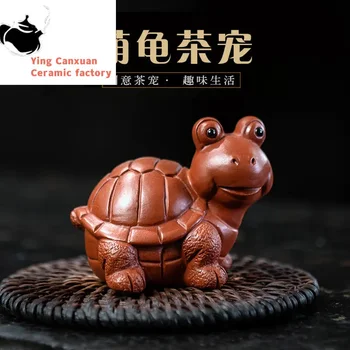 Китайский пурпурный песочный чай питомец большой глаз черепаха киноварь песок маленькая милая черепаха творческая скульптура чай украшения для домашних животных c