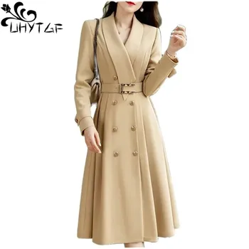Новая весна осень длинная ветровка пальто женское повседневное тренч модное женское пальто высокого класса женское офисное платье 2727