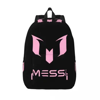 Football Messis Повседневный рюкзак с карманом Работа в средней школе Футбольный беспорядочный розовый логотип Дневной рюкзак для мужчин Женские холщовые сумки колледжа