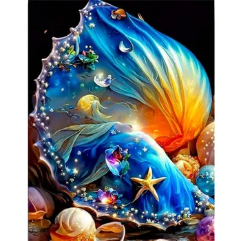 Yumeart Алмазная вышивка Ракушка 5D Бусины Мозаика Полные комплекты Алмазная живопись Пейзаж Вышивка крестом Картина Морской декор для дома