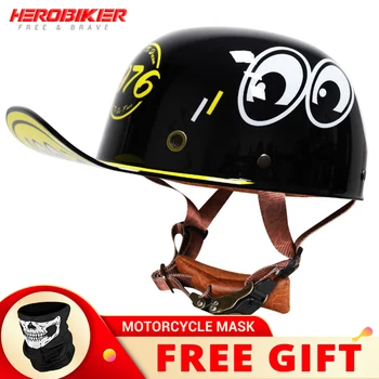 Мотоциклетный шлем Мотоциклетные шлемы с открытым лицом Полушлем Мужчины Мото Шлемы Скутер Ретро Шлемы Велоспорт Бейсболка Шлем 