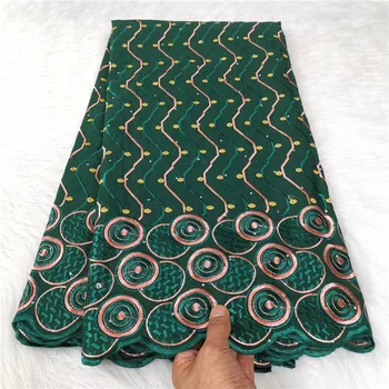 Африканские специальные хлопковые кружевные ткани, швейцарская кружевная ткань вуаль с камнями, нигерийская кружевная ткань для платья, зеленое высокое качество 2023