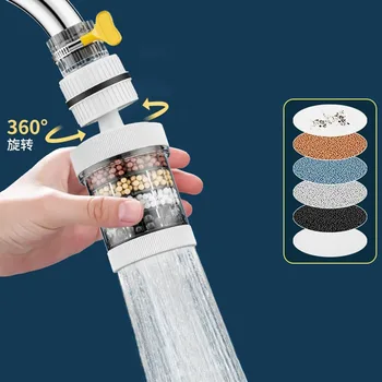 съемный и моющийся 6-слойный фильтр для крана Универсальное брызгозащищенное водосберегающее устройство Насадка для фильтра воды из кухонного крана