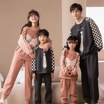 Семейная одежда Пижама для девочек Мама и дочь Платья Детская одежда Папа Дети Мама и дети Семейное сопоставление