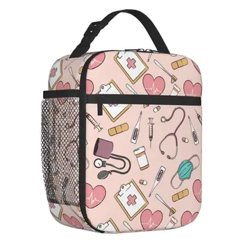 Забавная медсестра Изолированная сумка для ланча для пикника на открытом воздухе Уход за больными Герметичный термоохладитель Bento Box Женщины Дети