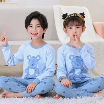 Новая зимняя одежда для сна для малышей Пижама с длинным рукавом Infantil 100% хлопок осень детская пижама комплект для мальчиков и девочек одежда 6 10 12Y