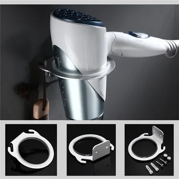 Space Алюминиевый настенный держатель для фена Вешалка Вешалка для домашней ванной комнаты Полка для хранения фена Органайзер Подвесная стойка
