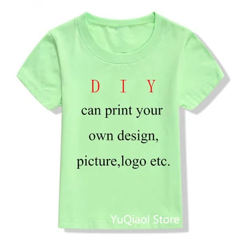 DIY Индивидуальная детская футболка с принтом Лето Одежда для мальчиков / девочек Детская верхняя футболка Детская футболка Детский на заказ Ваш собственный дизайн Зеленая футболка
