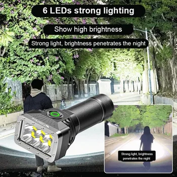 Strong Light Светодиодный фонарик USB Зарядка Масштабируемый тактический фонарик Портативный на открытом воздухе Кемпинг Походный аварийный фонарь
