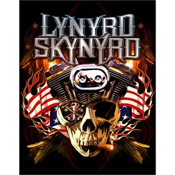 Lynyrd Skynyrd - Оловянный знак с моторным черепом - Ностальгический винтажный металлический настенный декор - 12,5 дюйма x 16 дюймов