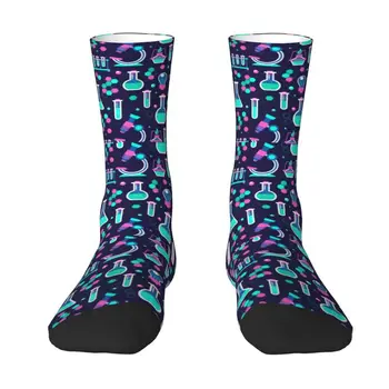 Fun Мужские розовые носки для научных платьев Унисекс Теплые удобные 3D-печать Химическая лаборатория Химическая технология Носки для экипажа