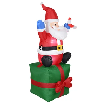 Рождественские надувные огни Санта-Клауса с подарочной коробкой Blow Up Santa для использования во дворе на праздничном фестивале