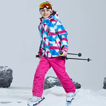 Детский термальный лыжный костюм Водонепроницаемые брюки + куртка Мальчик Девочка Зимние виды спорта Ветрозащитное качество Детский катание на лыжах и сноуборде 2шт Костюмы