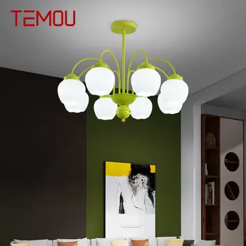 TEMOU Современная люстра Светодиодный Креативный Простой Зеленый Свежий Дизайн Стеклянный Подвесной Светильник Для Дома Гостиная Спальня
