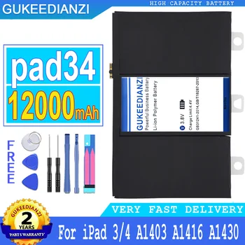 pad34 12000 мАч Сменный аккумулятор для iPad 3 4 iPad3 iPad 4 A1458 A1403 A1416 A1430 A1433 A1459 A1460 A1389 Батареи