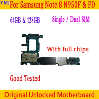 Для Samsung Galaxy Note 8 N950F N950FD Материнская плата 64 ГБ/28 ГБ 100% протестированная оригинальная логическая плата с разблокировкой ОС Полные чипы