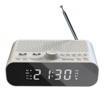FM Радиочасы с потоковой передачей Bluetooth Воспроизведение Светодиодный дисплей Двойной будильник 1500 мАч Hi-Fi Динамик с низкочастотным динамиком