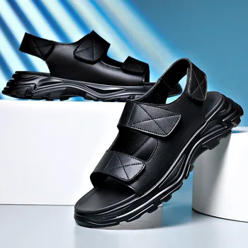 мужская мода пляжные сандалии черная белая летняя обувь на открытом воздухе кроссовки на платформе бренд дизайнер оригинальная кожаная обувь zapatos