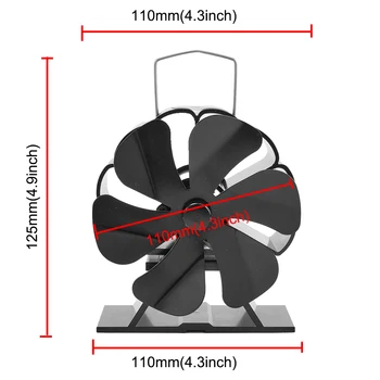 Вентиляторы для печей Вентилятор камина Эффективная циркуляция тепловой энергии 6-листная дровяная горелка Вентилятор Мини-модель Тихий вентилятор печи