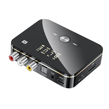 HOT-M8 Bluetooth 5.0 RCA Аудиоприемник Передатчик APTXLL 3,5 мм AUX Музыка Беспроводной адаптер с микрофоном NFC для автомобильных ТВ-динамиков