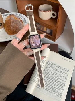 Элегантный женский мягкий кожаный ремешок на запястье для Apple Watch 40 мм 41 мм 44 мм 45 мм 49 мм ремешок для iwatch Series 8 7 6 5 4 3 2 SE Correa