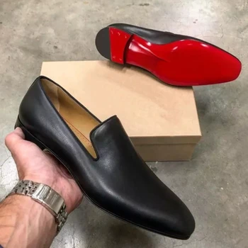 Красная подошва Лоферы Мужская обувь PU Сплошной цвет Мода Бизнес Повседневная Вечеринка Ежедневная Универсальная Простая Легкая Классическая Классическая Обувь