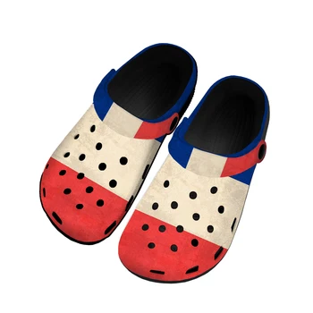 Французский флаг Домашние сабо Изготовленная на заказ водная обувь Мужская Женская Подросток Франция Обувь Сад Сабо Дышащий Пляж Дыра Тапочки