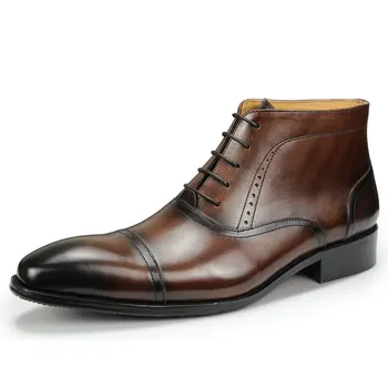 деловые мужские кожаные сапоги на открытом воздухе премиум-класса дизайнерские роскошные чистые ручной работы с подвешением до щиколотки мужская обувь на молнии Nice