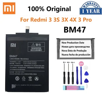 100% оригинальный аккумулятор Xiao Mi Redmi 3S 3Pro BM47 XiaoMi Redmi 3X Hongmi 3 S Pro Высококачественный аккумулятор реальной емкости 4000 мАч