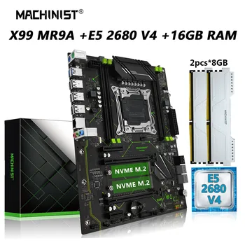 МАШИНИСТ MR9A X99 Комбинированный комплект материнской платы Процессор Xeon E5 2680 V4 LGA 2011-3 16G=8G*2 DDR4 RAM Набор памяти NVME M.2 USB 3.0