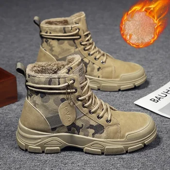 Камуфляжные ботинки для мужчин Осень-зимняя платформа Пустынные военные ботинки На открытом воздухе Высокая обувь Мужские ботильоны Buty Robocze Meskie