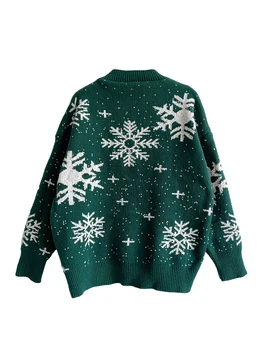 Женская новинка Рождественский свитер Забавный узор Пуловер с длинным рукавом Круглый вырез Коренастый уродливый рождественский свитер