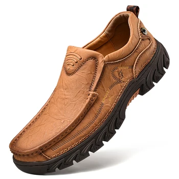 Новая мужская обувь 100% натуральная кожа повседневная обувь высокое качество удобная рабочая обувь лоферы из коровьей кожи кроссовки обувь размер 48