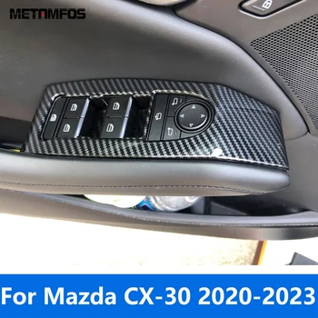 Для Mazda CX-30 CX30 2020 2021 2022 2023 Углеродное волокно Стеклоподъемник Крышка Обшивка Внутренняя рамка подлокотника Аксессуары Автомобильный стайлинг