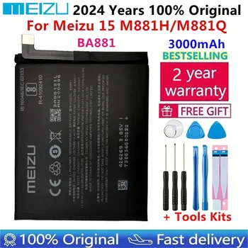 Meizu 100% оригинальный BA881 3000 мАч Новый аккумулятор для телефона Meizu 15 M881H / M881Q Высококачественные аккумуляторные батареи Bateria+ Подарочные инструменты