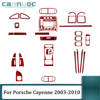 Для Porsche Cayenne Sport SUV 2003 2004 2005 2006 2007 2008 2009 2010 Углеродное волокно Красные наклейки Аксессуары для интерьера автомобиля