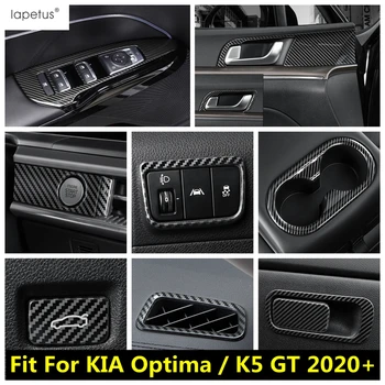 Аксессуары из углеродного волокна из нержавеющей стали для KIA Optima / K5 GT 2020 - 2022 Кнопка фары Держатель стакана для воды Крышка рамки Отделка