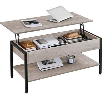 Журнальный столик с подъемной столешницей из дерева и металла, серый деревенский, мебель, мебель для гостиной, простой и современный журнальный столик, деревянный