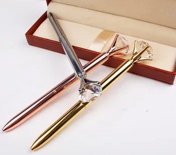 Шариковая ручка в металлическом корпусе Кольцо с бриллиантом в каратах Хрустальная ручка леди свадебный офис школьные принадлежности подарок роллер шарик ручка Розовое золото