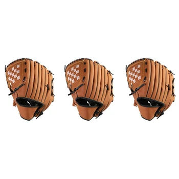 Hot 3X Outdoor Sports Бейсбольная перчатка Софтбол Тренировочное оборудование Правая рука для взрослого мужчины Женщина Поезд, коричневый 11,5 дюйма