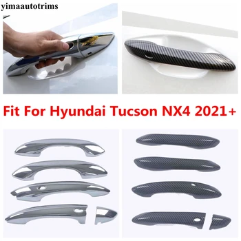  Украшение дверной ручки Защитная крышка Отделка ABS Хром / Аксессуары из углеродного волокна Экстерьер для Hyundai Tucson NX4 2021 - 2023