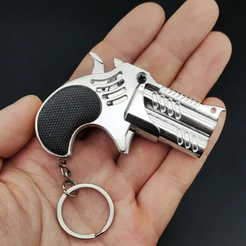 2024 NEW EDC Metal Delinger Mini Кулон Складной Резиновая Лента Пистолет Keychian Toys 6-зарядная резиновая лента Мягкий эластичный пистолет Подарки Игрушка