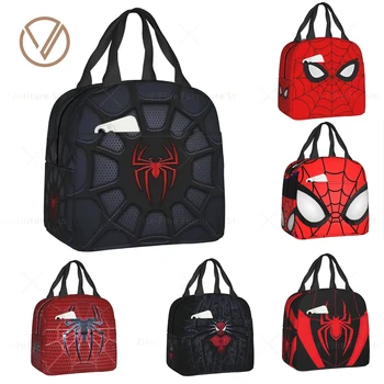 Spider Web Термоизолированные сумки для ланча Женская многоразовая сумка для обеда для детей Школьники Многофункциональная коробка для еды Bento Box