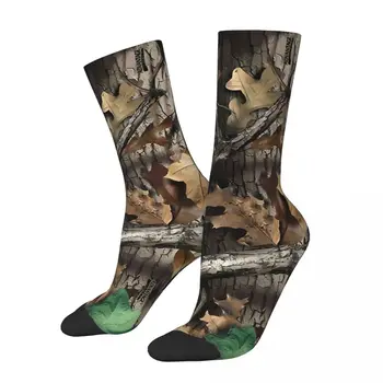 Forest Shade Смешные мужские носки Винтаж Камуфляж Хип-хоп Повседневный экипаж Носки Подарок Шаблон Печатный