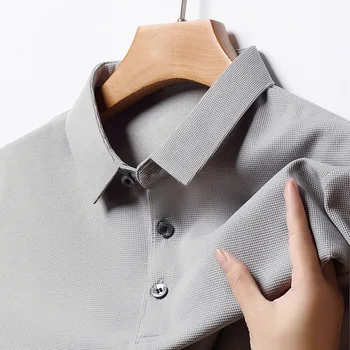 Летняя мужская рубашка для гольфа с короткими рукавами Вафельные дышащие простые и стильные футболки Обучение Топы Мужские рубашки-поло Брендовая одежда