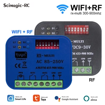 WIFI RX MULTI 300-900 МГц RF Tuya Smart Controller Switch Гаражные ворота 2-канальный приемник 433 МГц 868 МГц Передатчик Открыватель команд